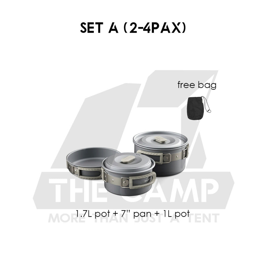 Naturehike Aluminium Cookware Set Cooking Set Pot Set Kettle Pan Pot Camping Outdoor Picnic CNK2450CF010
