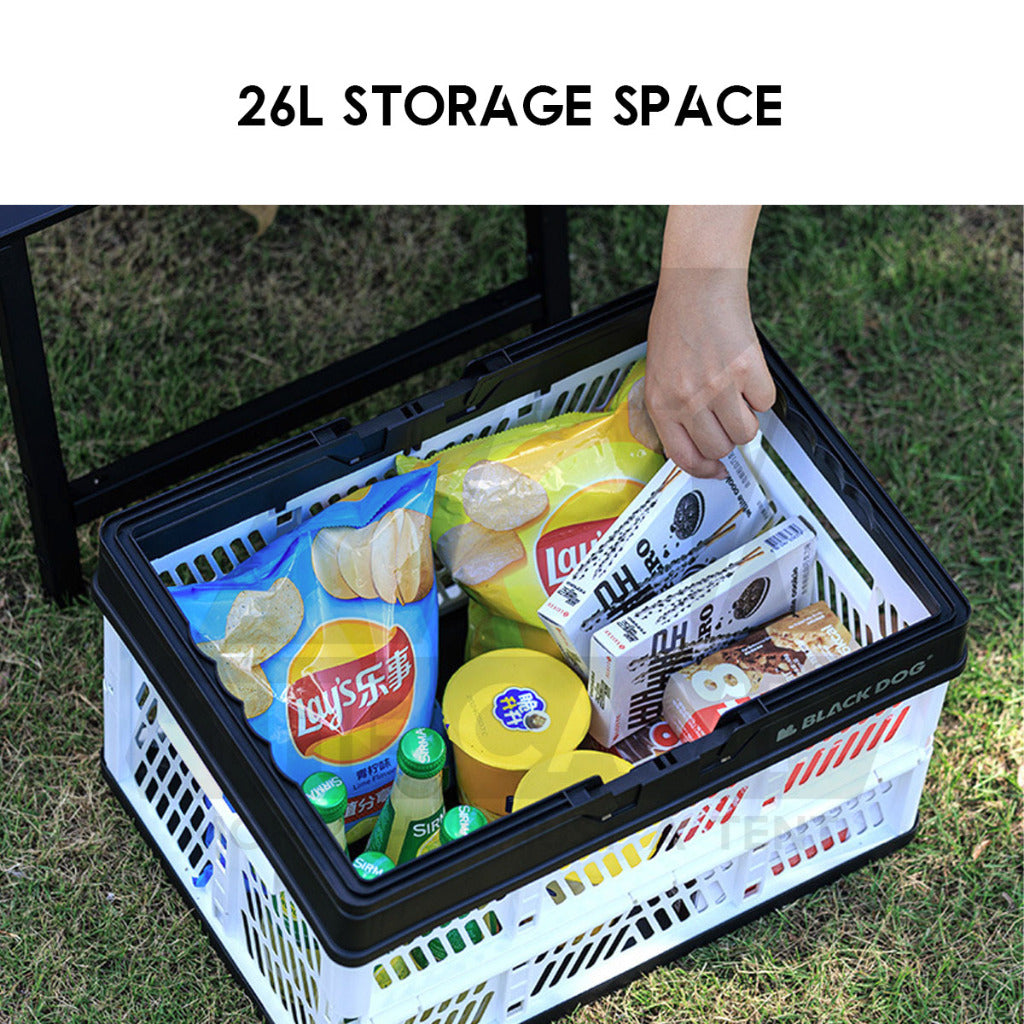 Blackdog Foldable Basket Folding Storage Box Outdoor Camping 26L Large Capacity Portable Compact Size Black CBD2450XB012