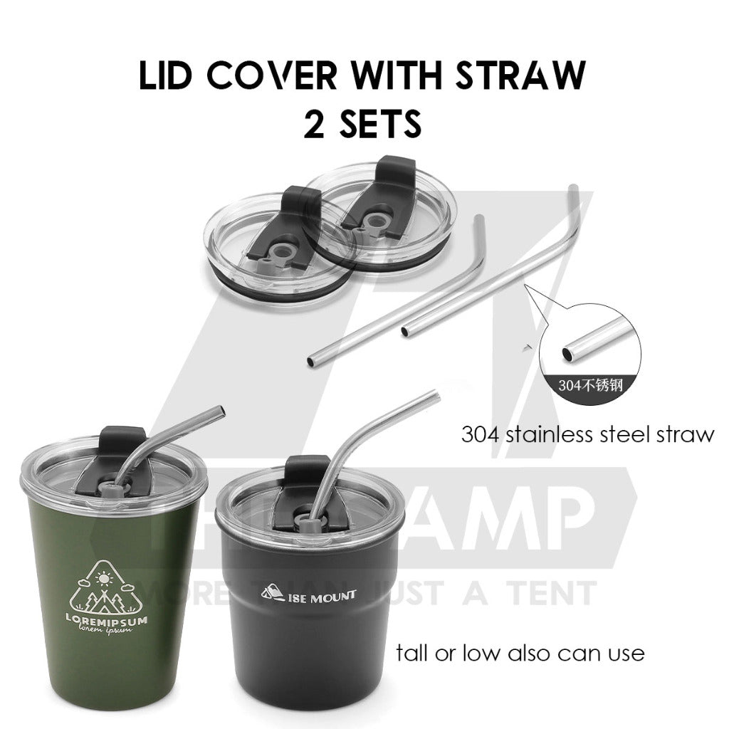 Shinetrip / Ise Mount Portable 4PCS Set / Single Stainless Steel Cup Lid Straw Pouch Storage Bag Camping Outdoor Black