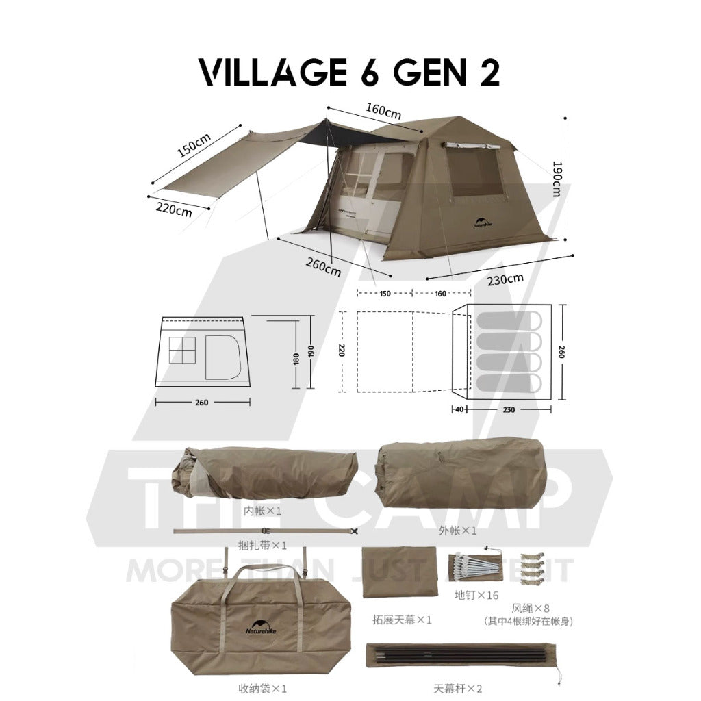 Naturehike Village 5 / 6 Flagship Automatic Tent With Flysheet Outdoor Camping Ultimate CNK2300ZP021 CNK2300ZP022