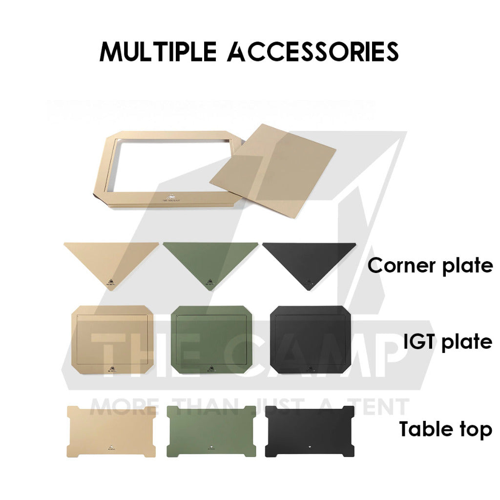 Iron Steel Mesh Camping Rack Table Foldable Portable Stacking Storage Rack Bamboo Wood Top Picnic Outdoor