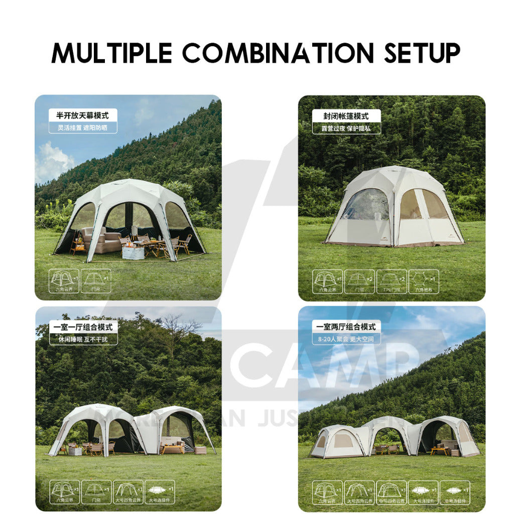 Naturehike Hexagon Auto Dome Shelter Cloud Boundary Quick Opening Tent Canopy Flysheet Door Mesh TPU Cloth CNK230WS014