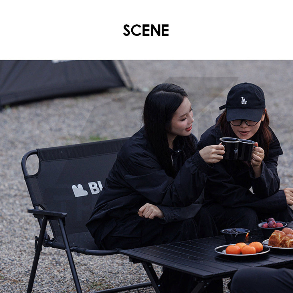Blackdog Double Chair Foldable Camping Folding Chair Seat Outdoor Full Black Tent Flysheet CBD2450JJ041