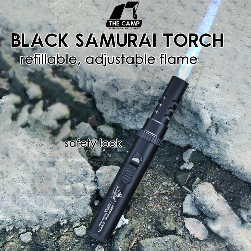 Black Samurai Fire Torch Outdoor Camping Blue Jet Flame Gun Butane Gas Burner Portable Metal Lighter Pemetik Api