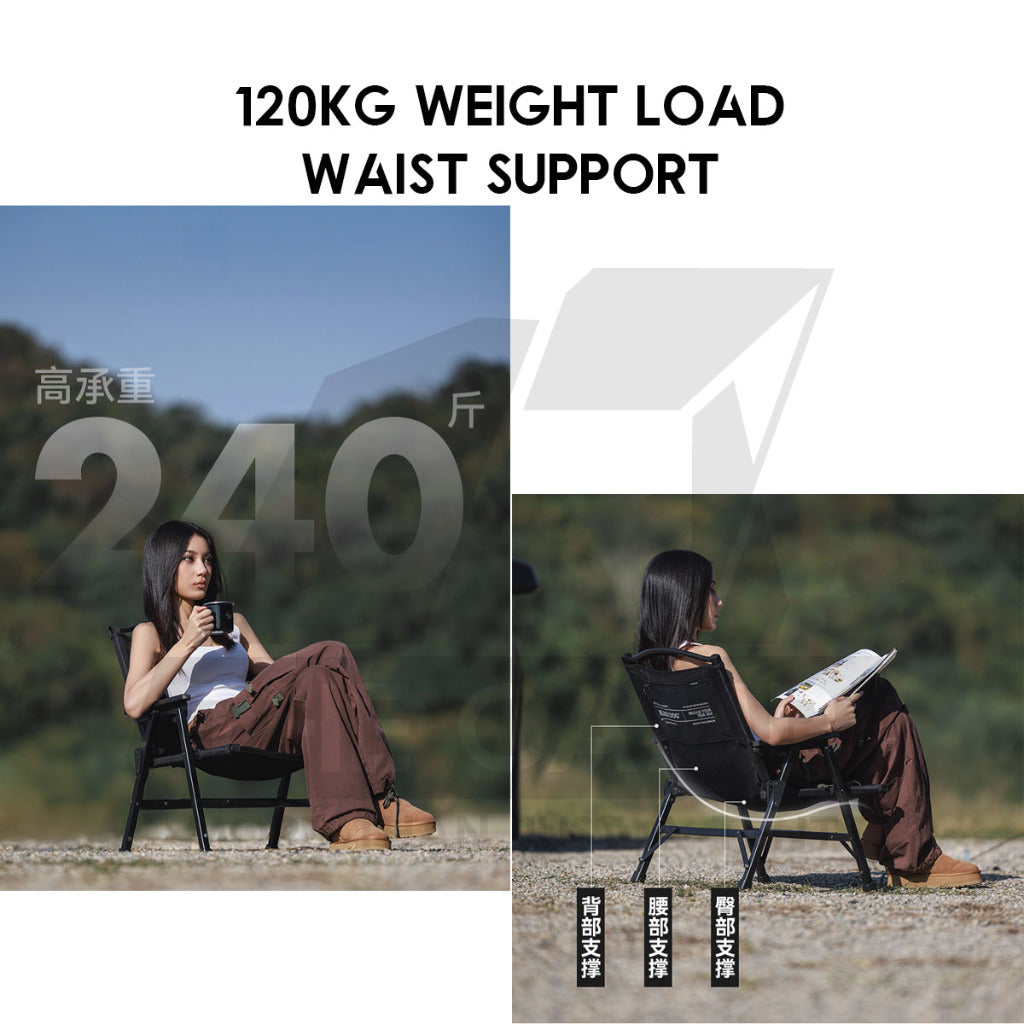 Blackdog Detachable Kermit Chair Foldable Tactical Back Support Heavy Duty Outdoor Camping Portable Black CBD2450JJ043