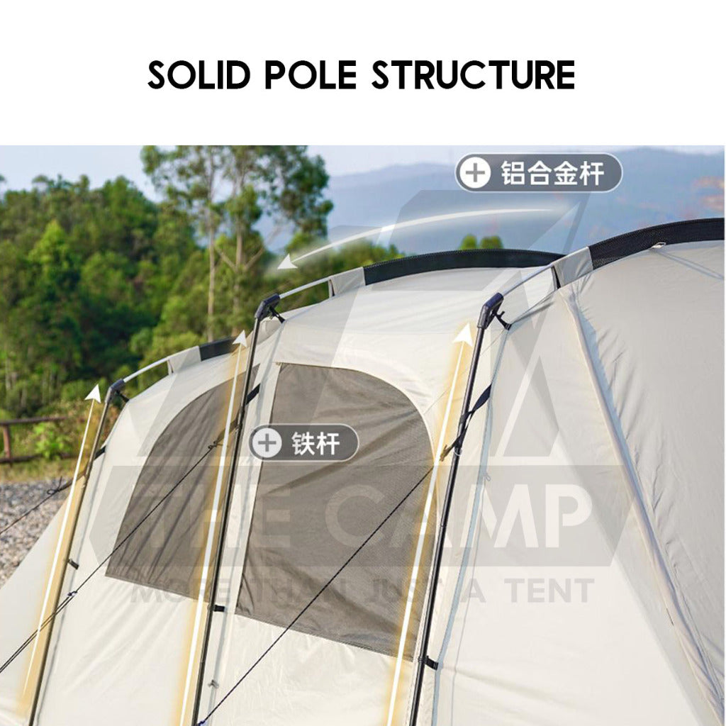 Vidalido SanStay Tunnel Tent with Optional TPU Door Outdoor Camping 1 Bedroom 2 Living Rooms Silver Poon Saan Cabin