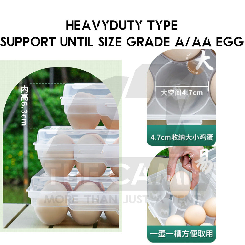 Portable Egg Storage Box Stackable Outdoor Camping Heavy duty 4 6 8 15 Grid Eggs Case Tray Holder Container Kotak Telur