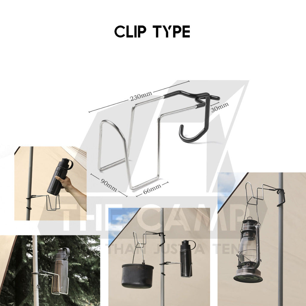 Camping 2-way Lamp Hanger Multipurpose Hook Aluminum Alloy Post Tent Pole Lantern Light Holder Portable Anti Slip