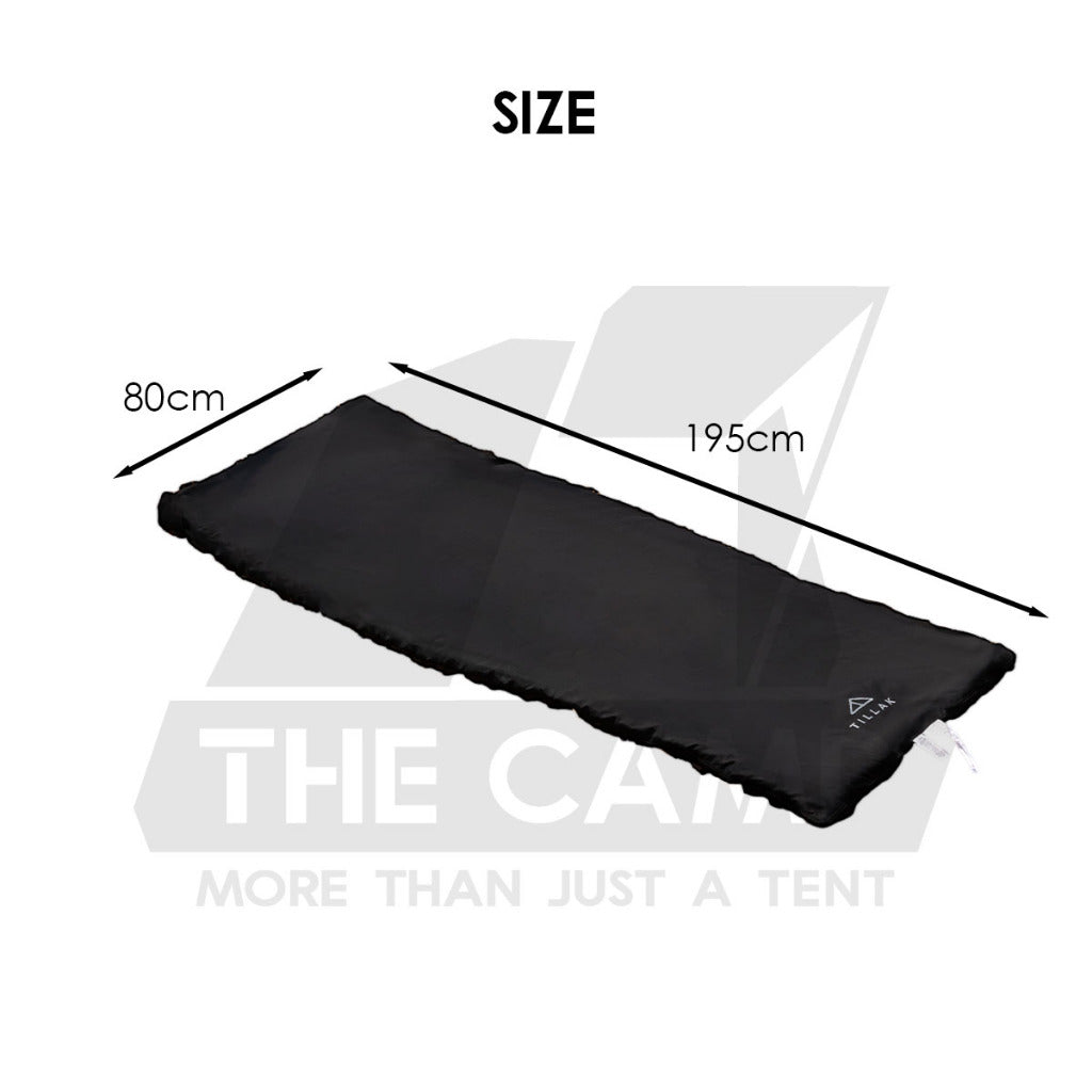 Tillak Envelope Sleeping Bag Lightweight Splashproof Washable Outdoor Camping Bed Comforter Blanket Black Double