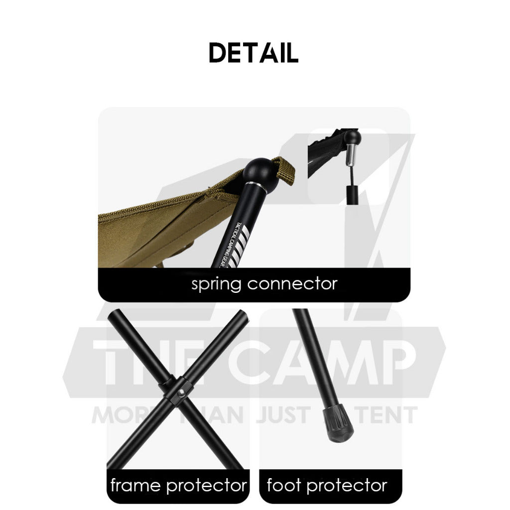 Shinetrip Foldable Tactical Stool Heavy Duty Table Hanging Ring Loop Black Velcro Aluminium Table