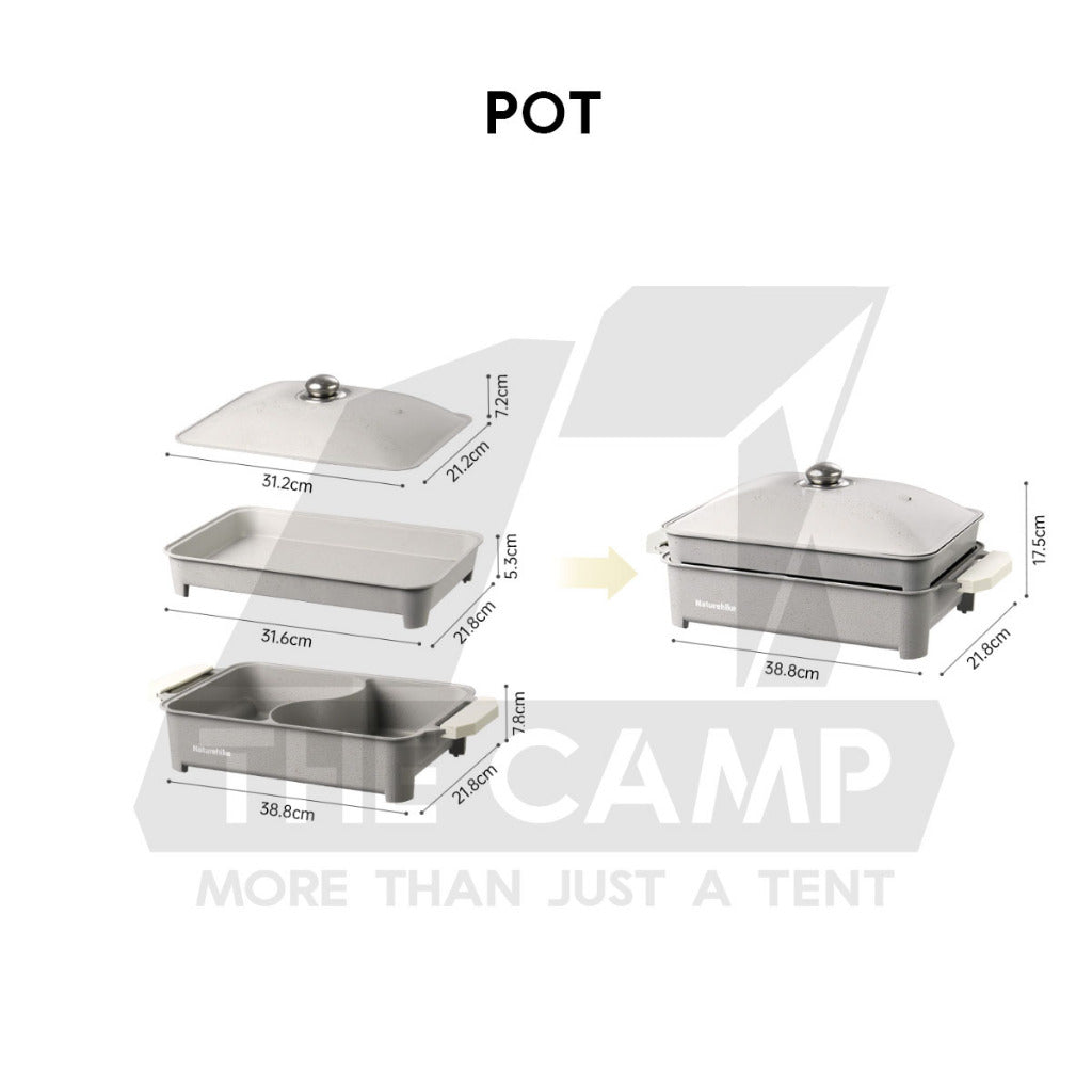 Naturehike Multipurpose Stove Grill BBQ Steamboat Hotpot Cassette Non Stick Frying Pan Outdoor Camping CNK2450CF033