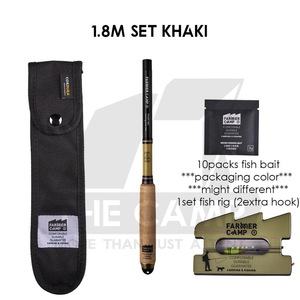 Farmer Camp Small Fishing Rod Set Outdoor Camping Fish Rod Compact Telescopic Shrimp Udang Ikan Pancing