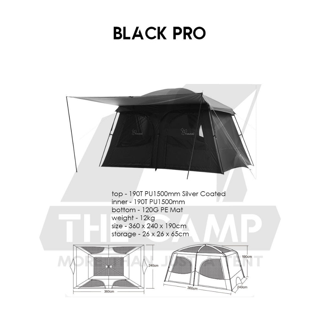 Vidalido An Saan Tent M / PRO Outdoor Camping Manual PU1500mm Family Villa Silver Coating Khemah Unta Camel