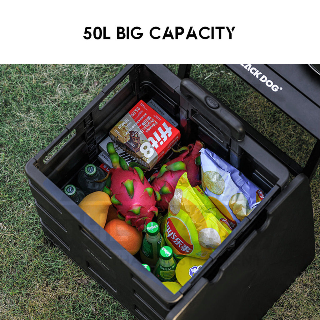 Blackdog 50L Wheel Storage Box with Telescopic Handle Foldable Shopping Cart Camping Wagon Trolley Compact CBD2450XB013