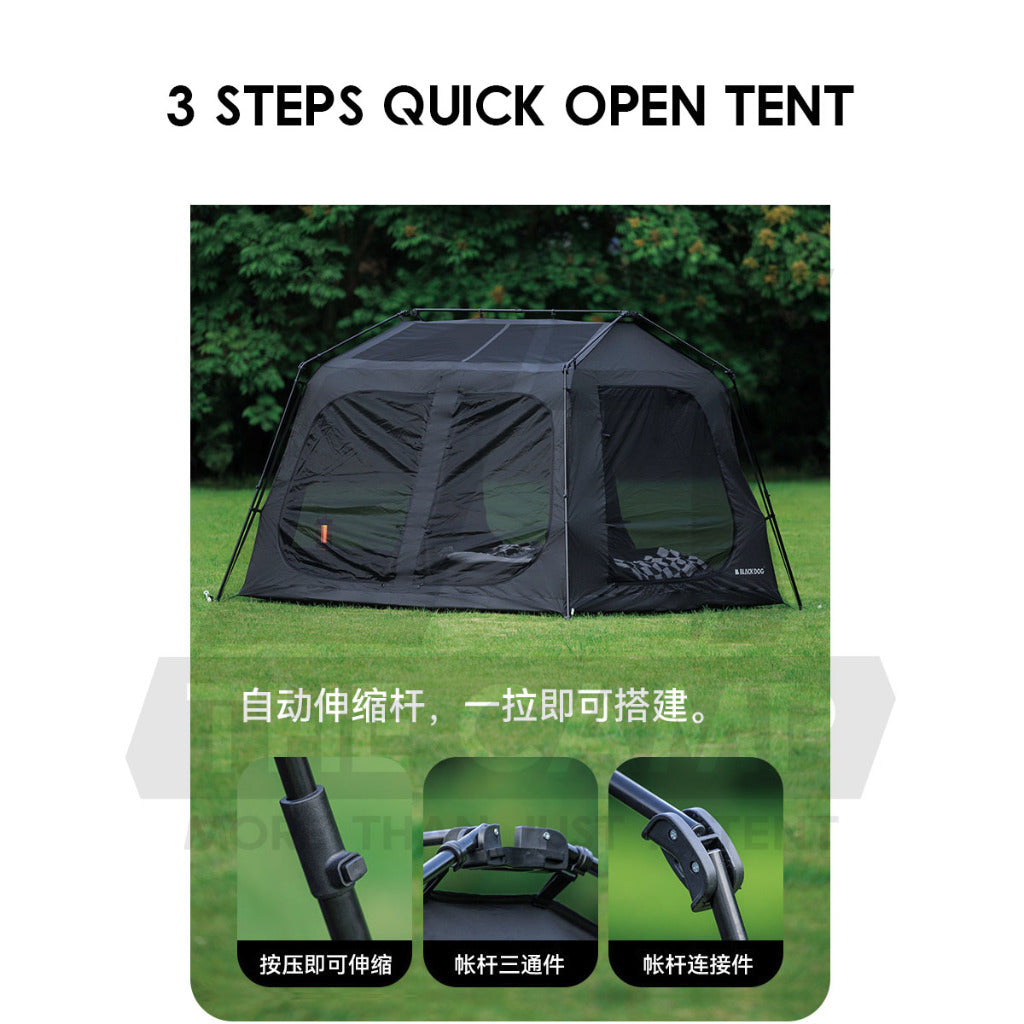 Blackdog Star Chaser 5.9 Auto Tent Outdoor Camping 1 Room 4 Hall Flysheet Vicore Village 6 Black CBD2450WS028