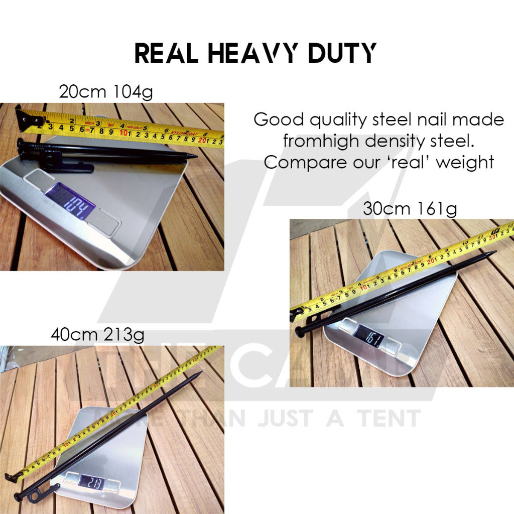 Camping Tent Steel Nail Peg and Pole Holder for Flysheet Tarp 20cm 30cm 35cm 40cm Awning Canopy Support Anchor