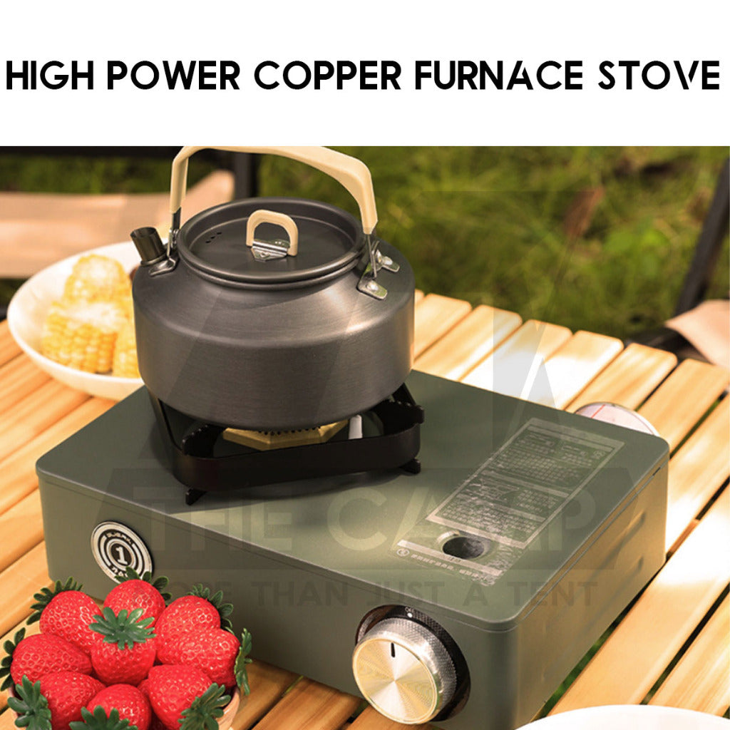 Buerk Cassette Gas Stove High Power 5.2KW Portable Cartridge Burner Furnace Outdoor Camping Picnic Windshield Black
