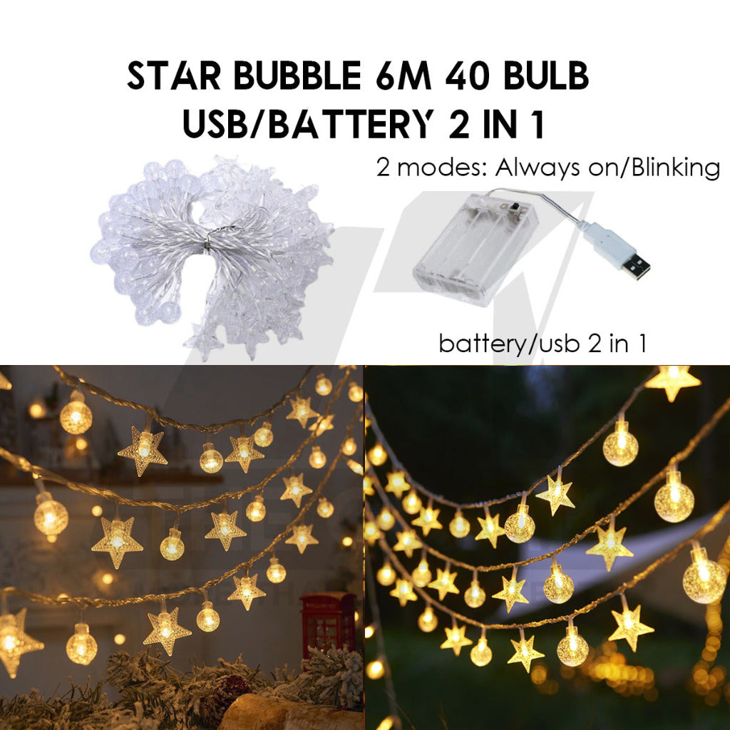 Outdoor LED Fairy Light Bulb Ball String USB Battery 3m 6m 10m Camping Wedding Decoration Xmas Weatherproof