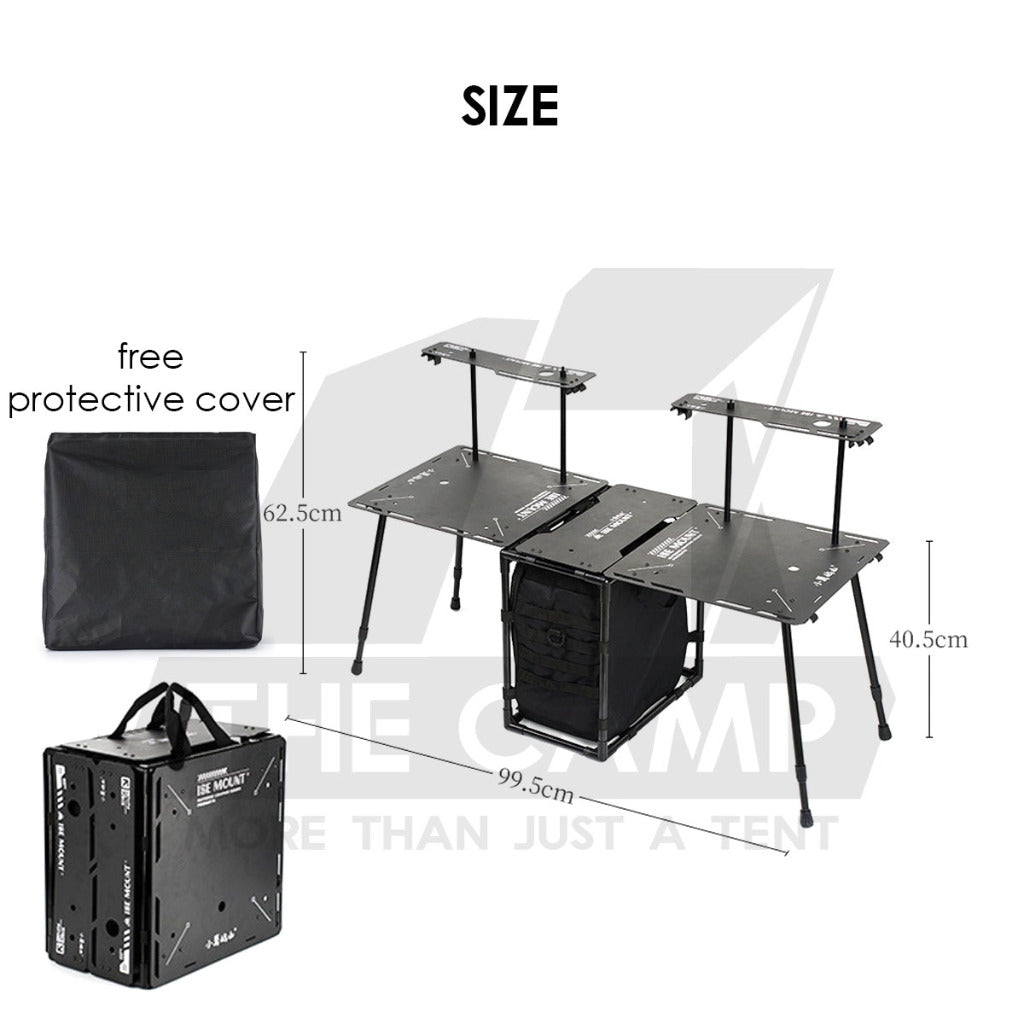 Tactical Table Set Field Office Outdoor Camping Black with Rack Aluminium Alloy Light Weight Compact Suitcase Helinox