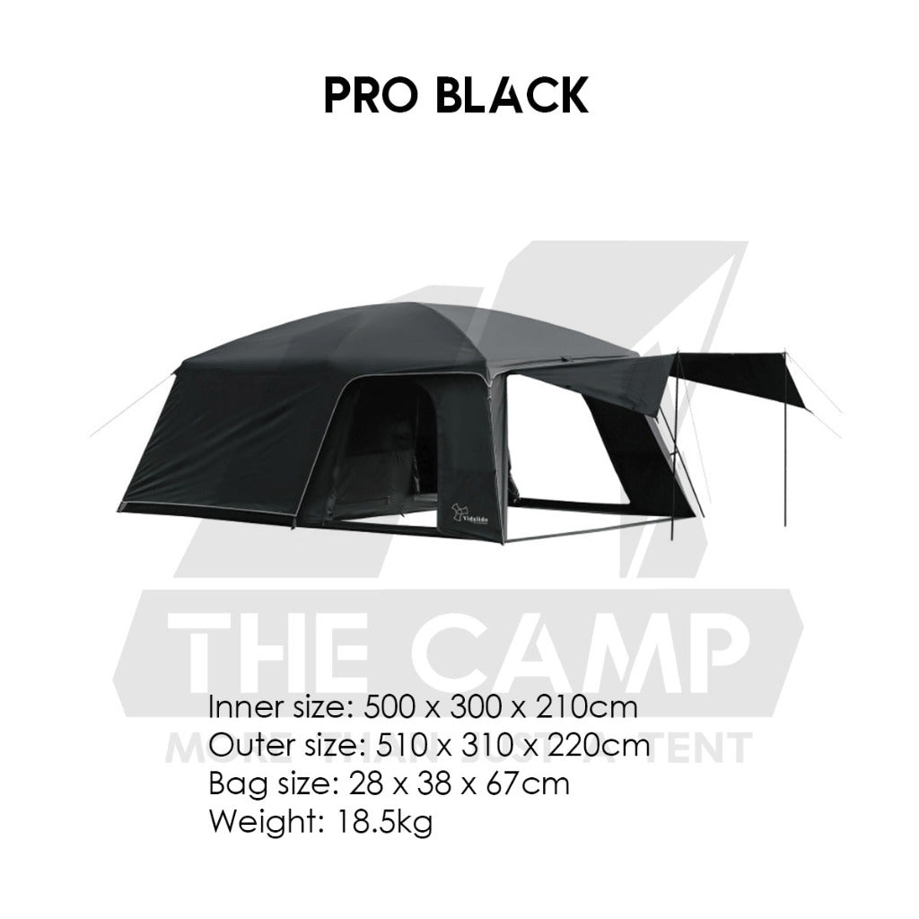 Vidalido Poon Saan Tent Outdoor Camping Two Rooms Three Living Hall Room Manual Tent Black Large & Medium