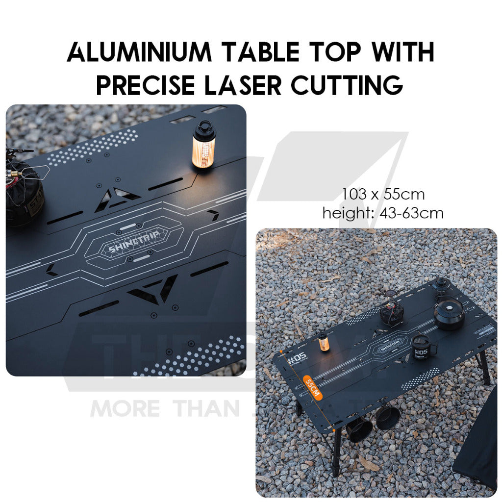 Shinetrip Starship 3 Plate Table Tactical Style IGT Expandable with Accessories Side Rack Stove BBQ Stand Meja