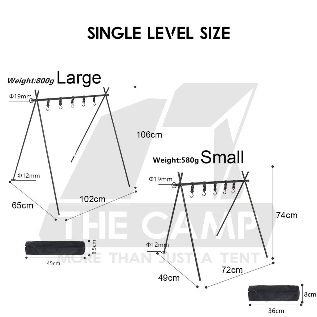 Outdoor Triangle Hanging Rack Aluminum Mesh Camping Hanger Cookware Tripod Shelf Stand Tableware Organizer Double Level