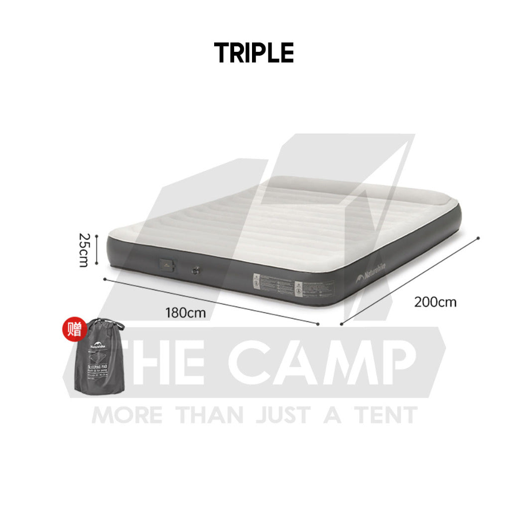 Naturehike Inflatable Air Bed 25cm Built In Pillow with Pump Mattress Single Double Triple King Tilam Angin CNK2450WS040