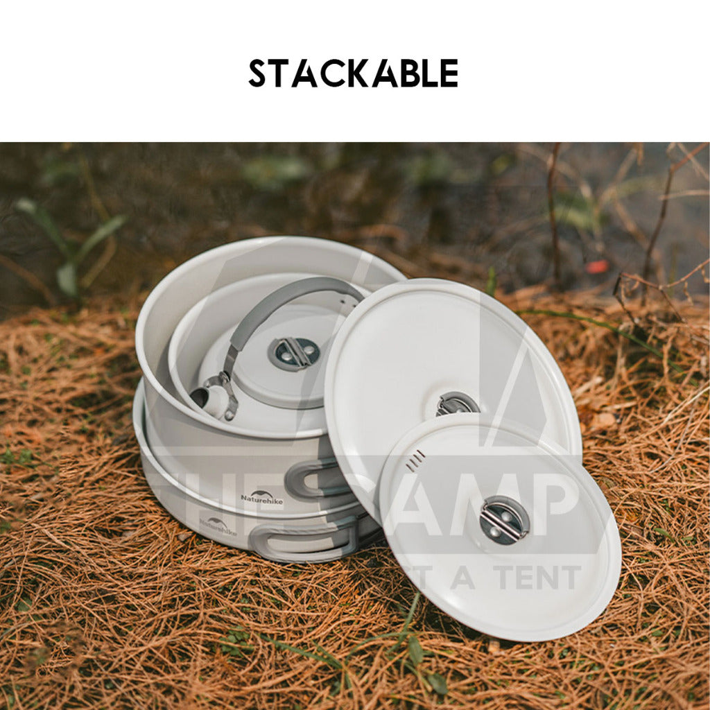 Naturehike Ceramic Cookware Set Non Stick Coating Cooking Set Pot Set Kettle Pan Pot Camping Outdoor Picnic CNK2450CF013
