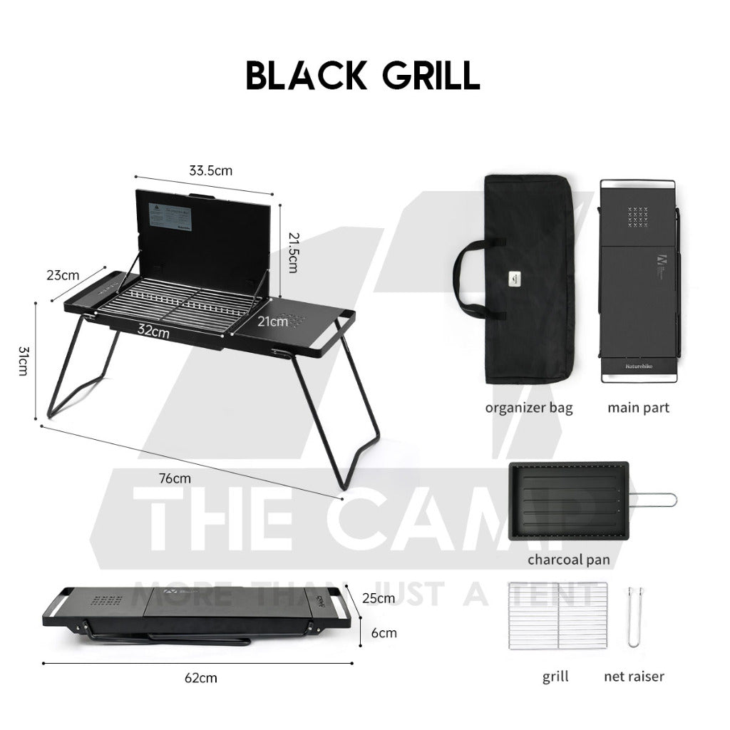 Naturehike Dual Use BBQ Grill Table Charcoal Mini Portable Foldable Outdoor Camping Rack Stove Frying Pan CNK2450CF014