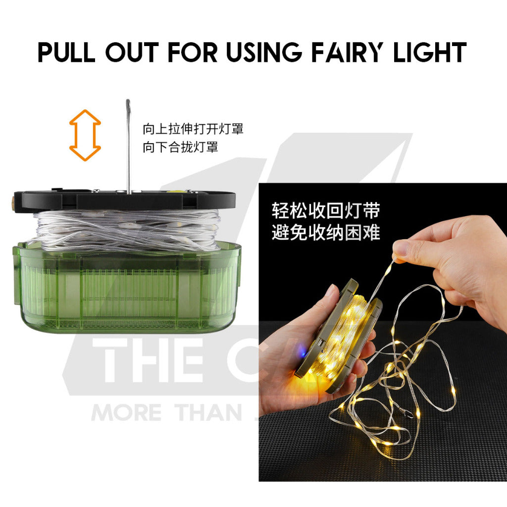 Wellhike SWS Oval Fairy Light Roller Fast Pull Multipurpose LED String Lamp Outdoor Camping USB Battery Weatherproof