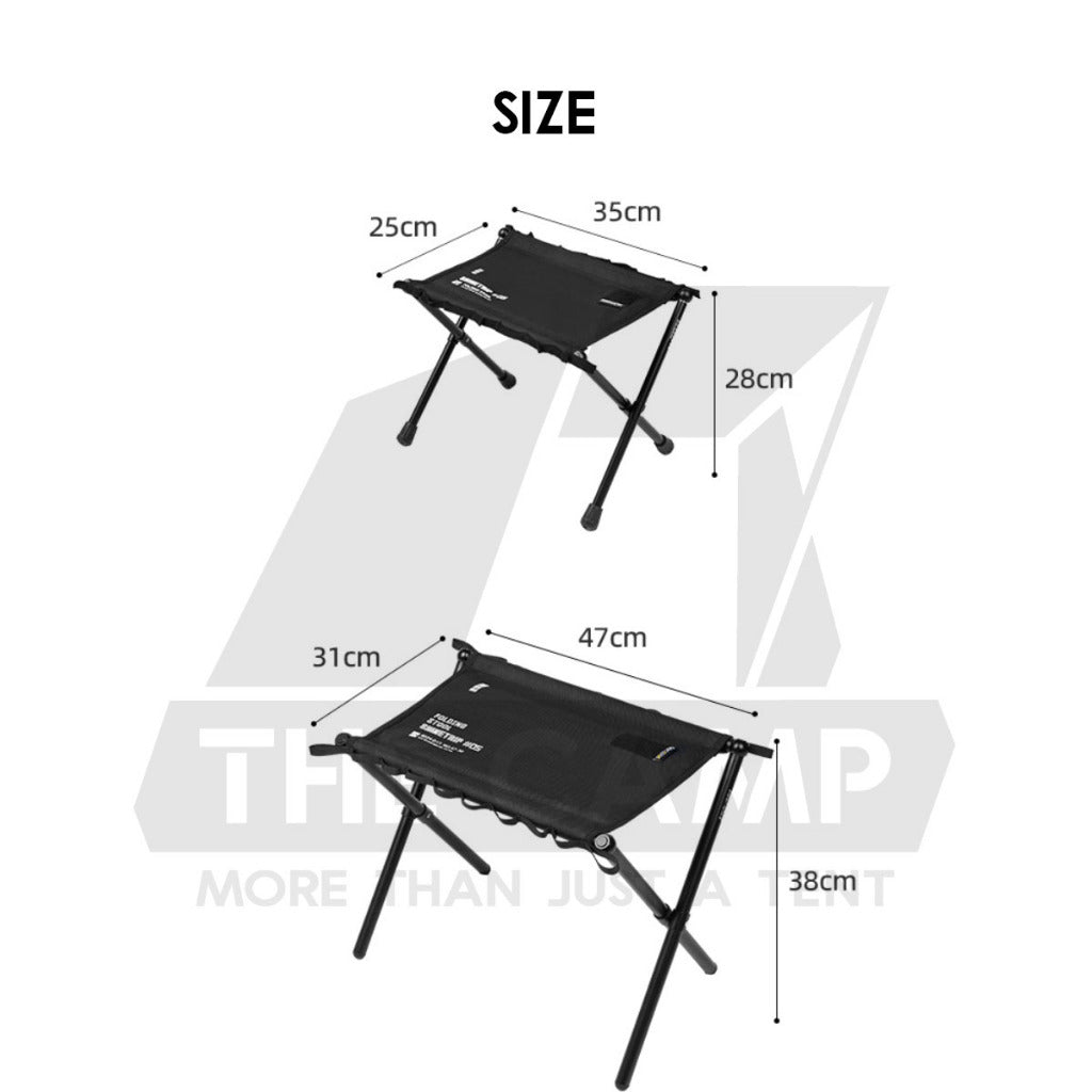Shinetrip Foldable Tactical Stool Heavy Duty Table Hanging Ring Loop Black Velcro Aluminium Table
