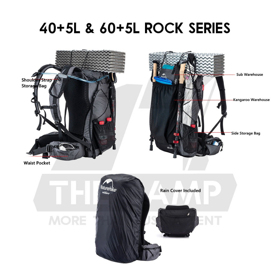 Naturehike Hiking Backpack Bag 40L+5L 60L+5L 70L+5L Climbing Waterproof with Rain Cover NH70B070-B NH19BP095 NH20BB113