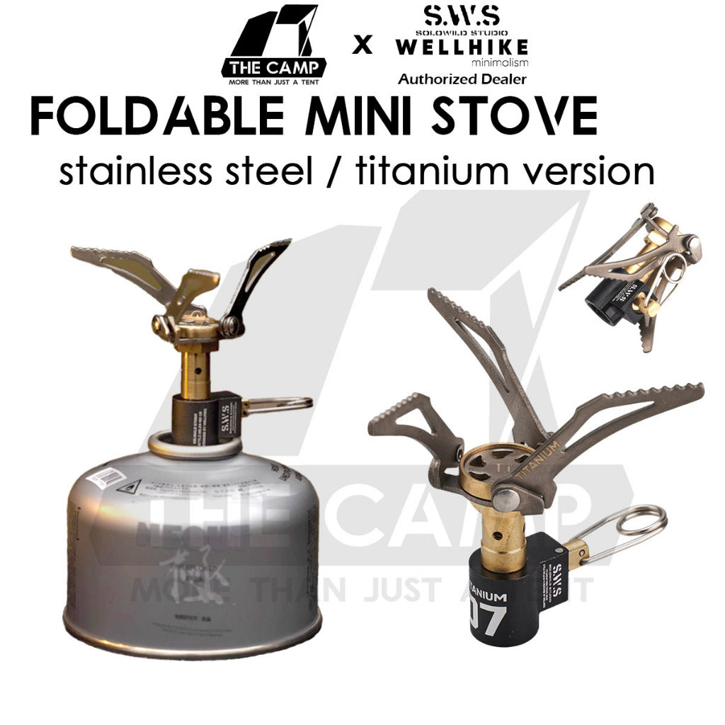Wellhike SWS Foldable Mini Stove Butane Gas Burner 2700W Outdoor Camping Portable Stove Head Titanium