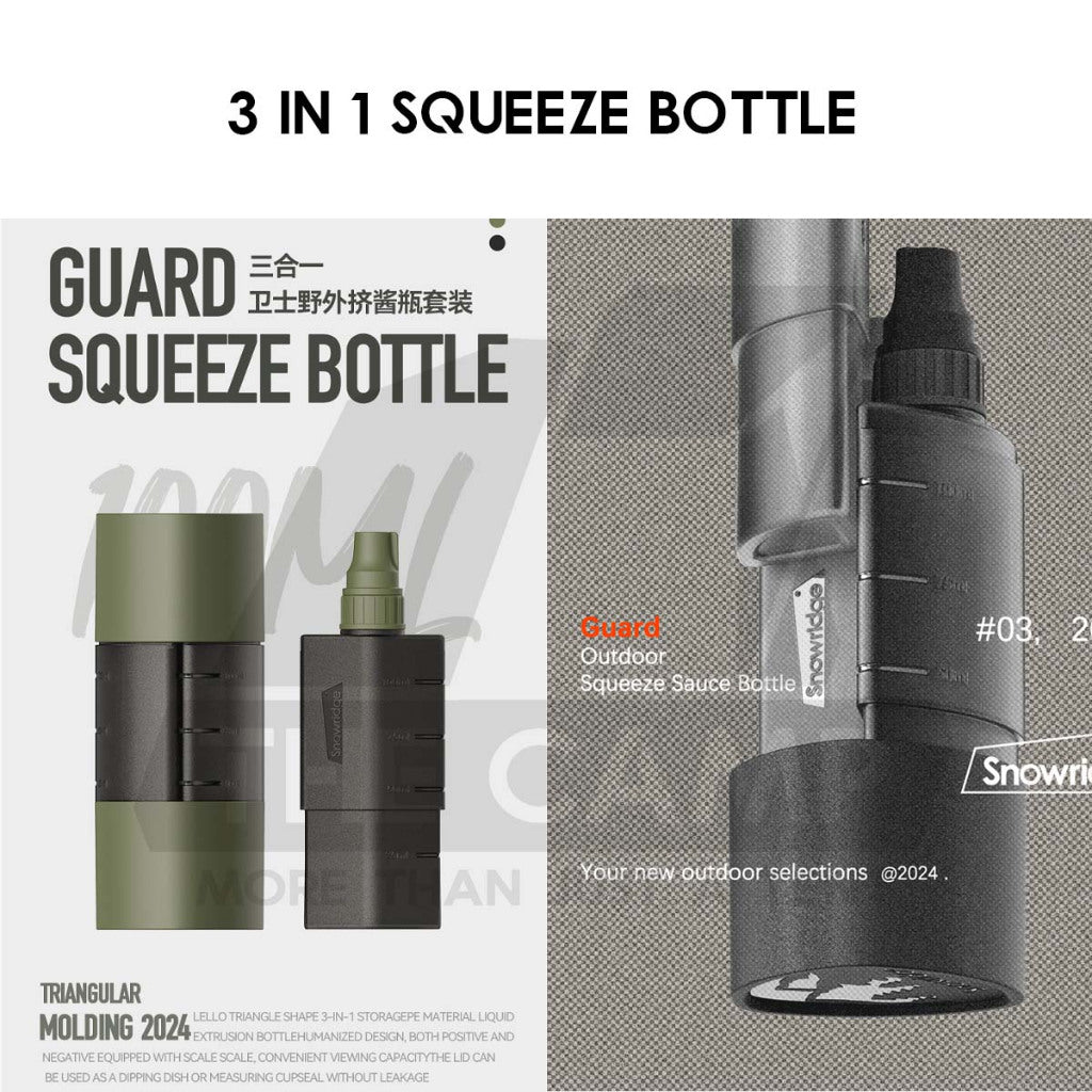 Snowridge Guard Squeeze Bottle 3 in 1 Dispenser Seasoning Bottle Outdoor Camping Kitchenware Jar Container Sauce