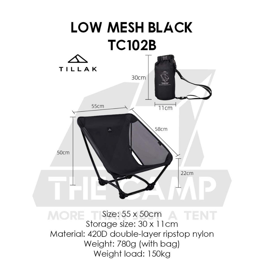 Tillak Moon Chair Low Back High Back 1000D Cordura Foldable Outdoor Camping Compact Size Kerusi Healing