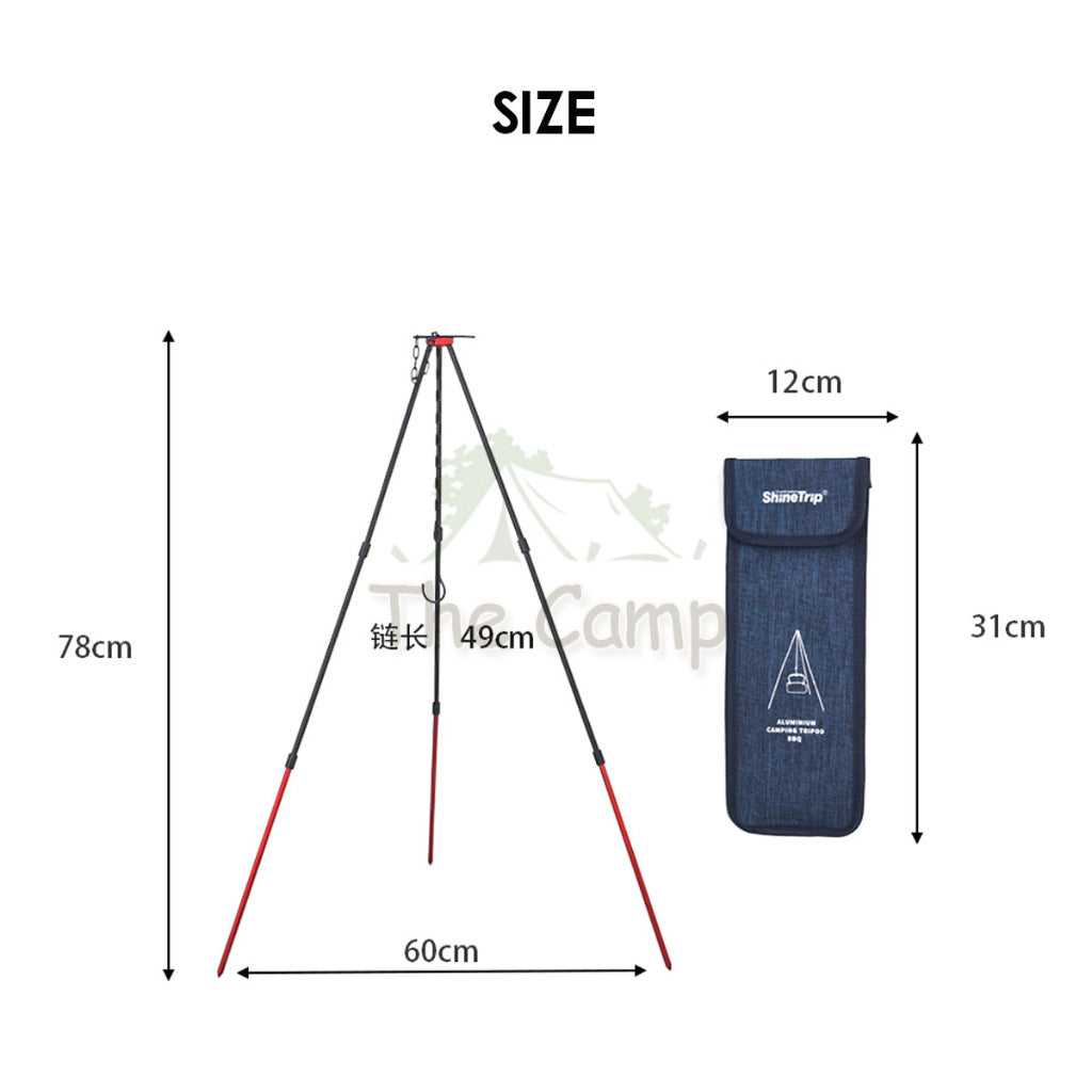 Shinetrip Outdoor Campfire Bonfire Tripod Portable Stand Camping Picnic Pot Hanging Aluminium Triangle Rack