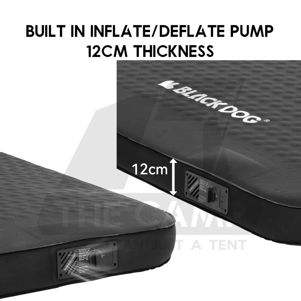 Blackdog 12cm Auto Inflate Cloud Sponge Bed Double Queen Outdoor Camping Mattress Tilam Hitam Black CBD2450WS043