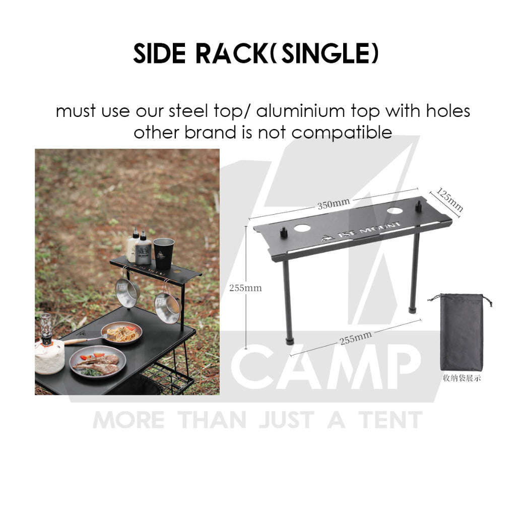 Iron Steel Mesh Camping Rack Table Foldable Portable Stacking Storage Rack Bamboo Wood Top Picnic Outdoor