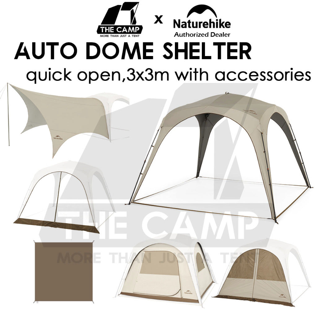 Naturehike Auto Dome Shelter Camping Tarp Inner Tent Extension Flysheet Door Mesh TPU Cloth Groundsheet CNK230WS014