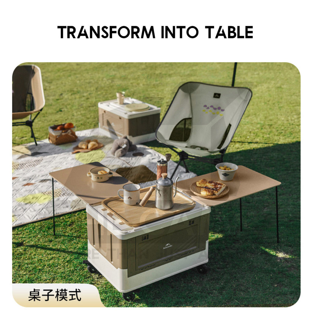 Naturehike 42L Storage Box with Telescopic Pull Handle Table Top Wheel Stackable Outdoor Camping Khaki CNK2450XB012