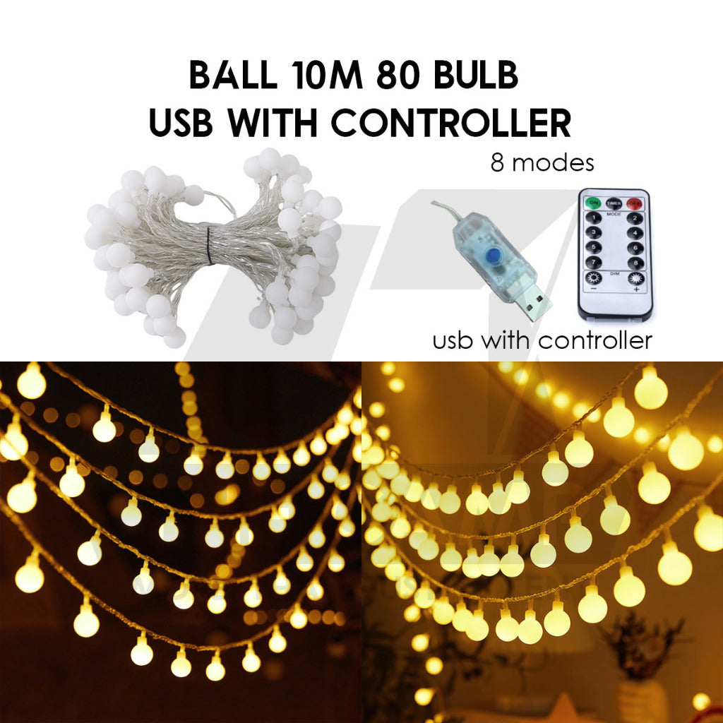 Outdoor LED Fairy Light Bulb Ball String USB Battery 3m 6m 10m Camping Wedding Decoration Xmas Weatherproof