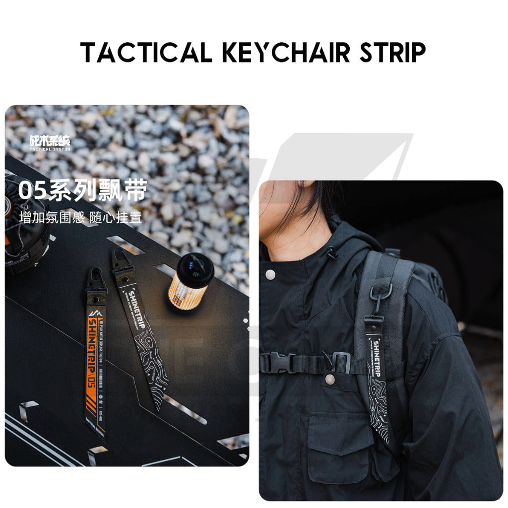 Shinetrip Tactical Keychain Nylon Strip Outdoor Camping Carabiner Key Hook Black Orange Ambience A516