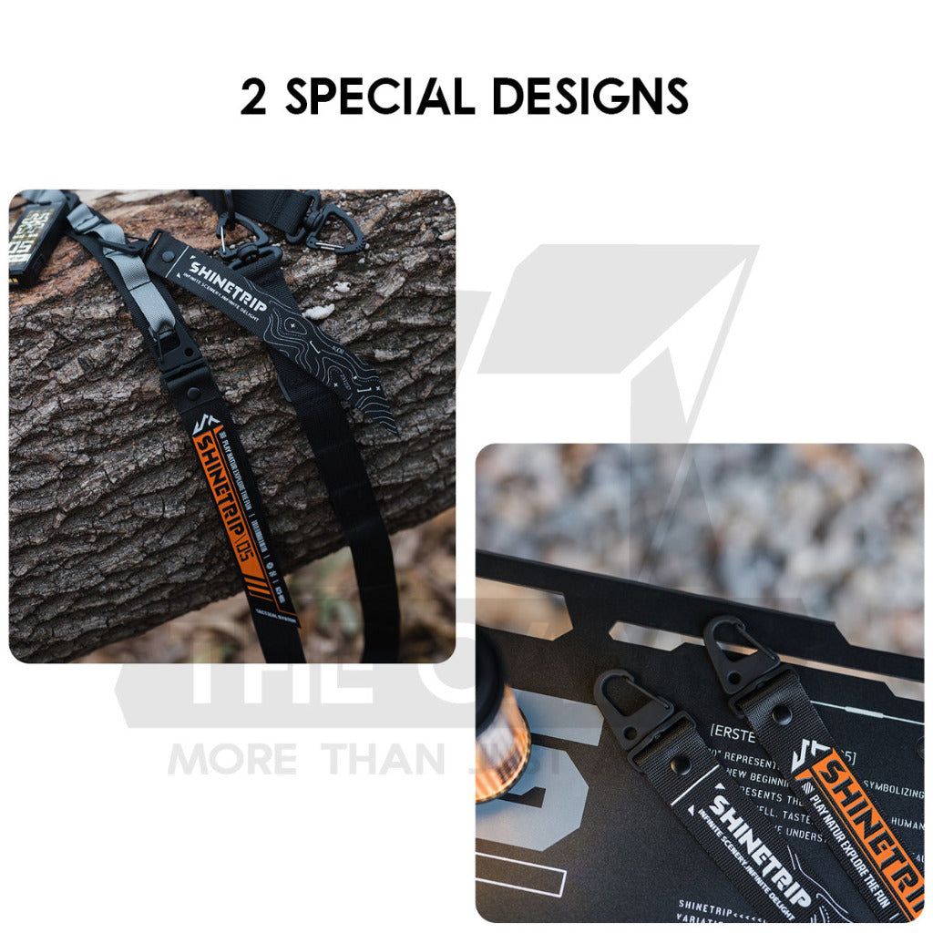 Shinetrip Tactical Keychain Nylon Strip Outdoor Camping Carabiner Key Hook Black Orange Ambience A516