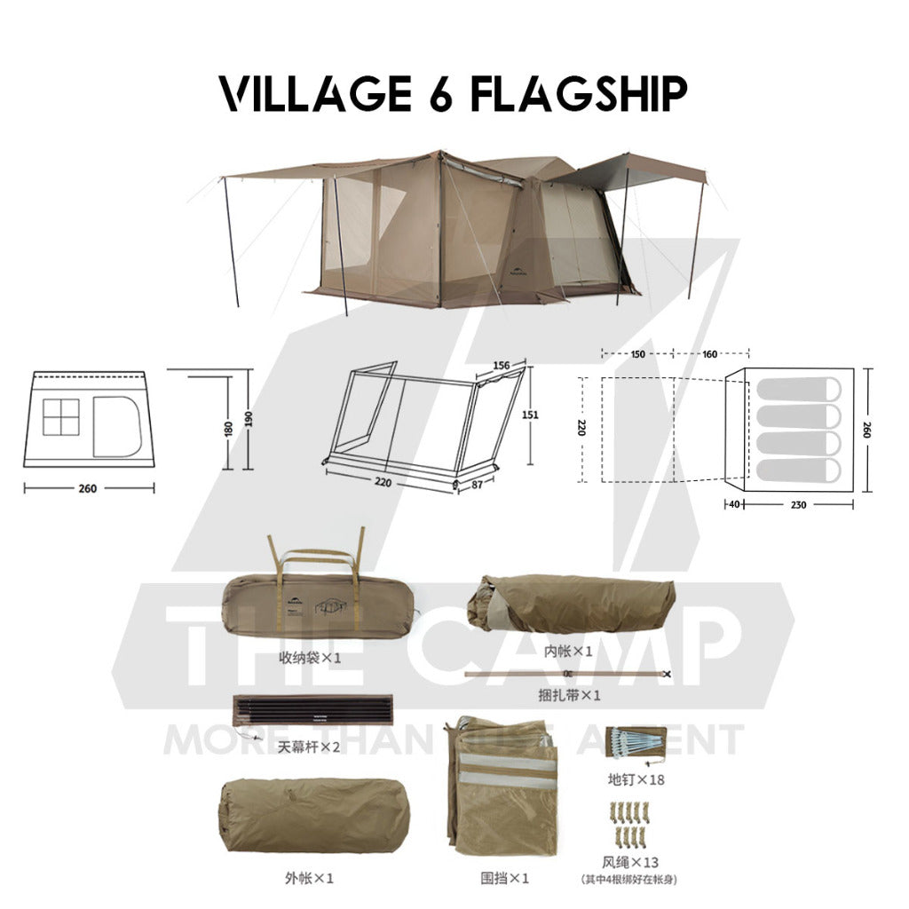 Naturehike Village 5 / 6 Flagship Automatic Tent With Flysheet Outdoor Camping Ultimate CNK2300ZP021 CNK2300ZP022
