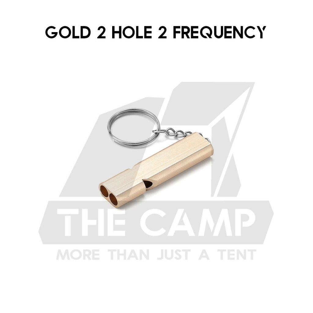Aluminum Alloy High Pitched Whistle Dual Frequency Hi Pitch Survival Dual Tube Outdoor Hiking Camping EDC Tools Keychain