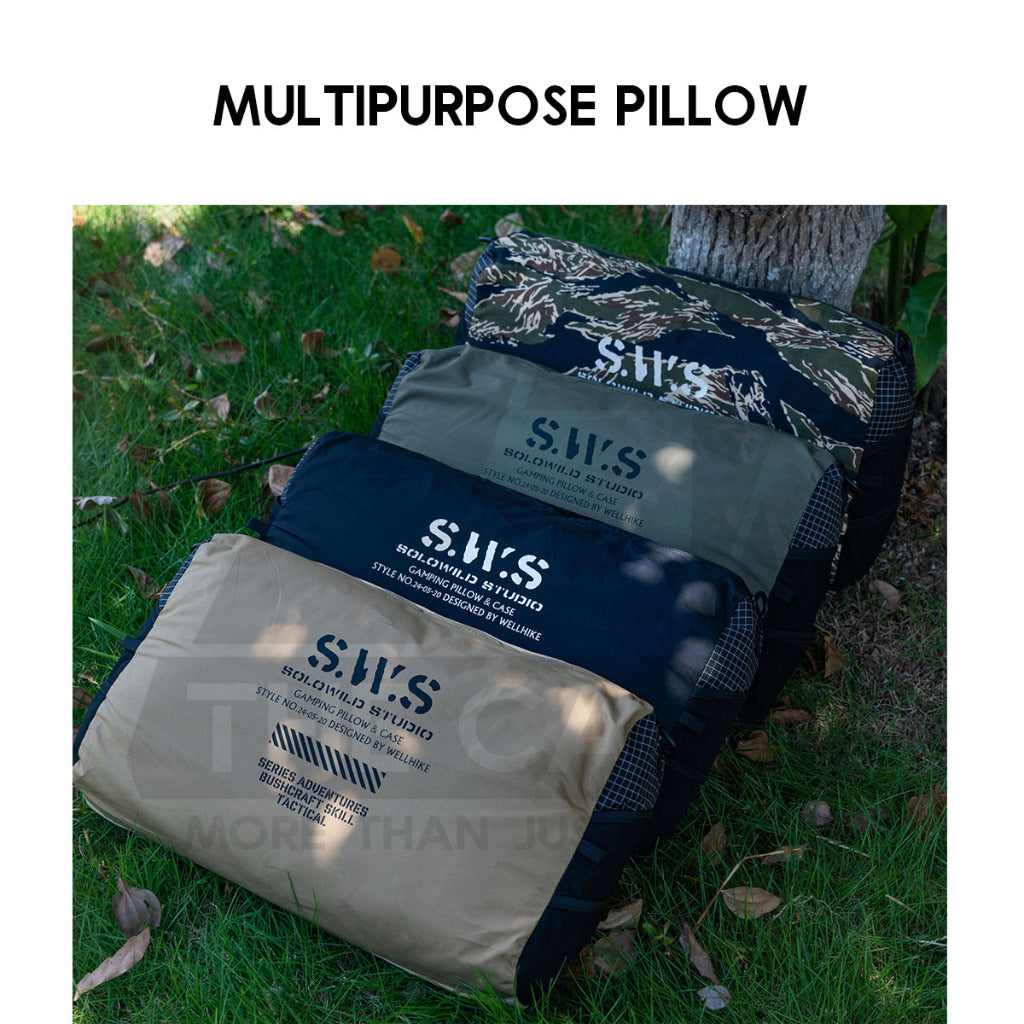 Wellhike SWS Multipurpose Pillow Cushion Head Rest Back Neck Rest Cotton Filled Outdoor Camping Tactical Travel Bantal