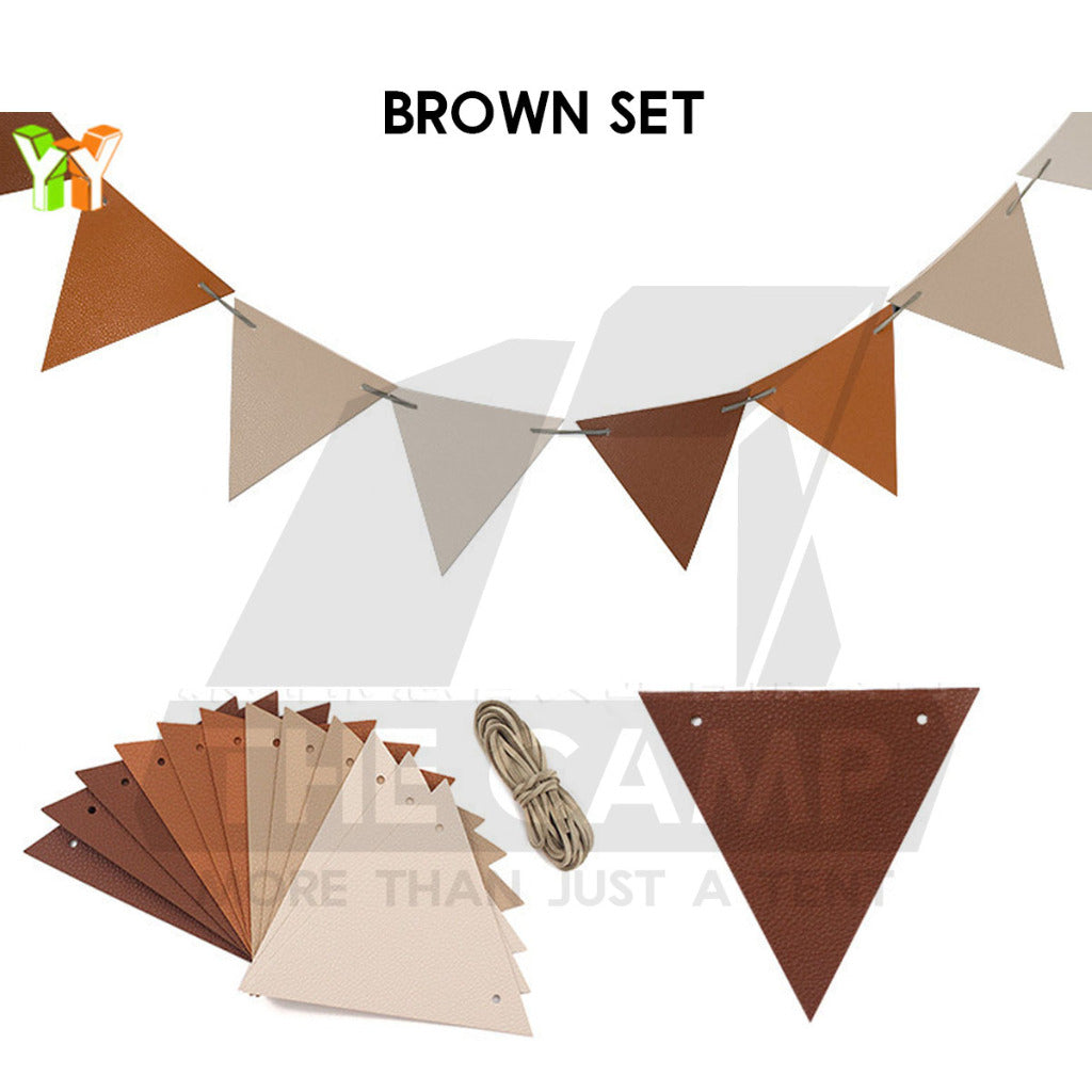 Outdoor Camping Flag PU Leather Decoration Tent Khemah Deco Triangle Equipment Flags Nail Rope Bag Pole Hanging Strap Pi