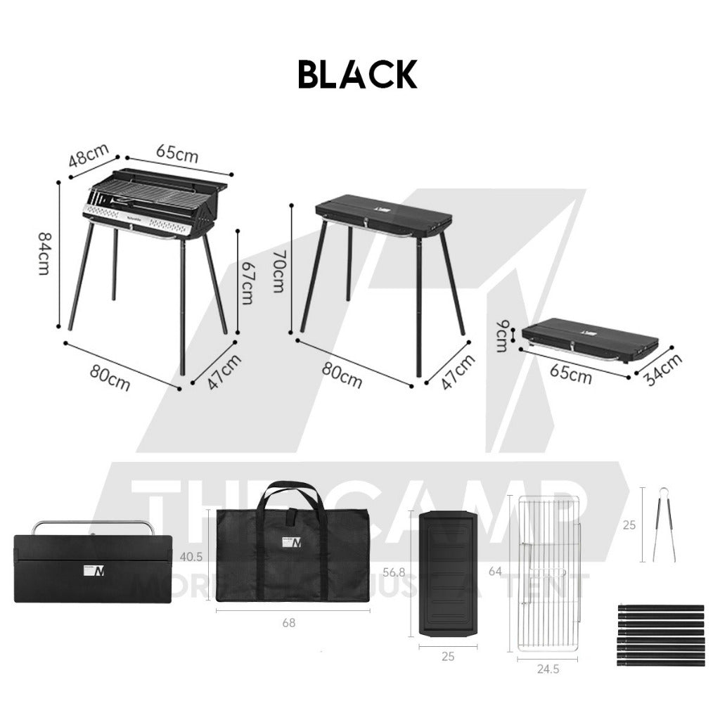 Naturehike Portable Charcoal BBQ Grill Stand Adjustable Height Stove Outdoor Camping Table Top Hanging Rack CNK2300015