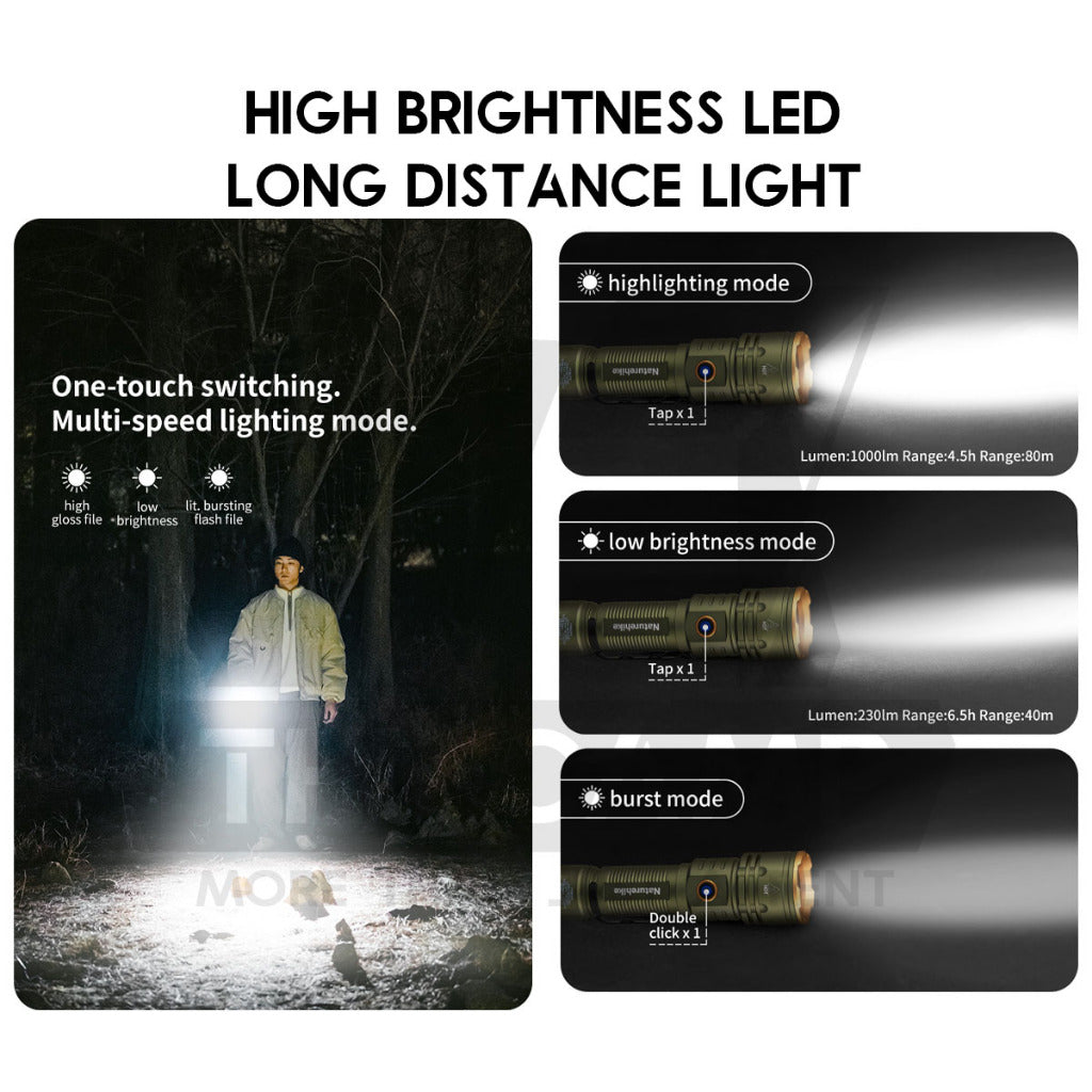 Naturehike Little Monster Tactical Flashlight Portable Rechargeable Outdoor Camping Torch light Mini Led CNK2300011