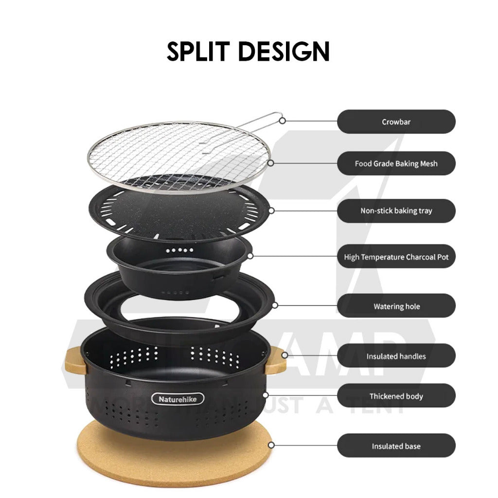 Naturehike Round Charcoal BBQ Grill Pan Fire Pit Stove Outdoor Camping Barbecue Firepit CNK2550CF010
